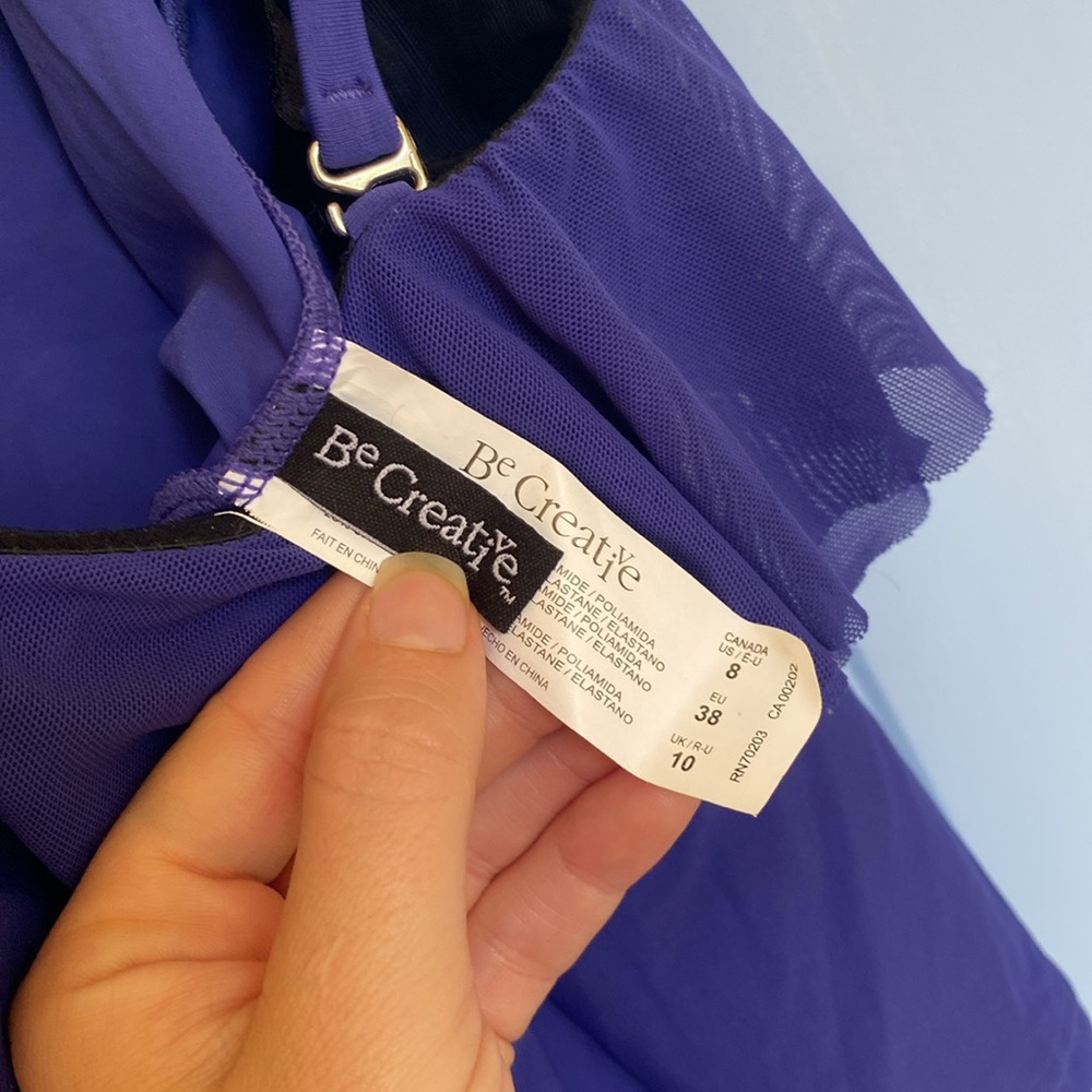 Royal Blue One-Shoulder Ruffle Tankini Top - Picture 2 of 4